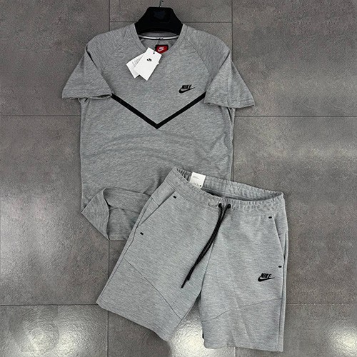 تیشرت شلوارک نایکی تکفلیس (NIKE TECH FLEECE)  رنگ طوسی سایز XL